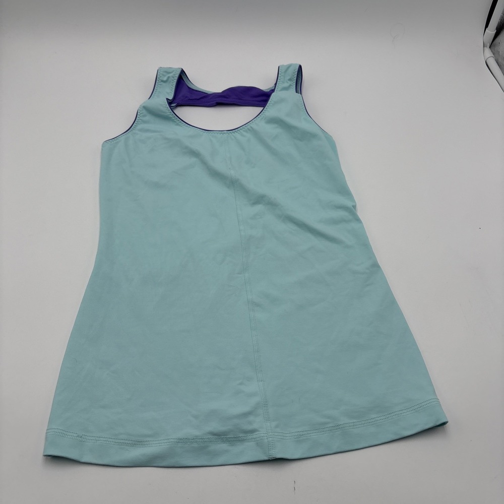 Lululemon Women's Yoga Top Shirt Blue‎ Purple Medium Racer Back Hip Length